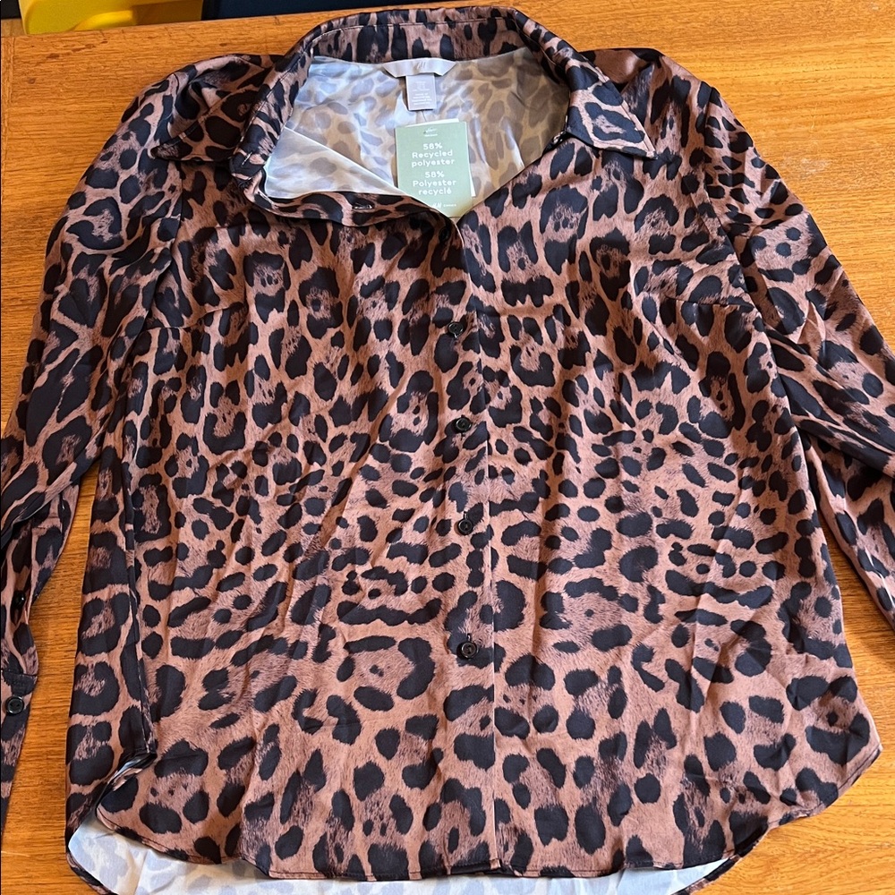H&M Brown Leopard Print Blouse